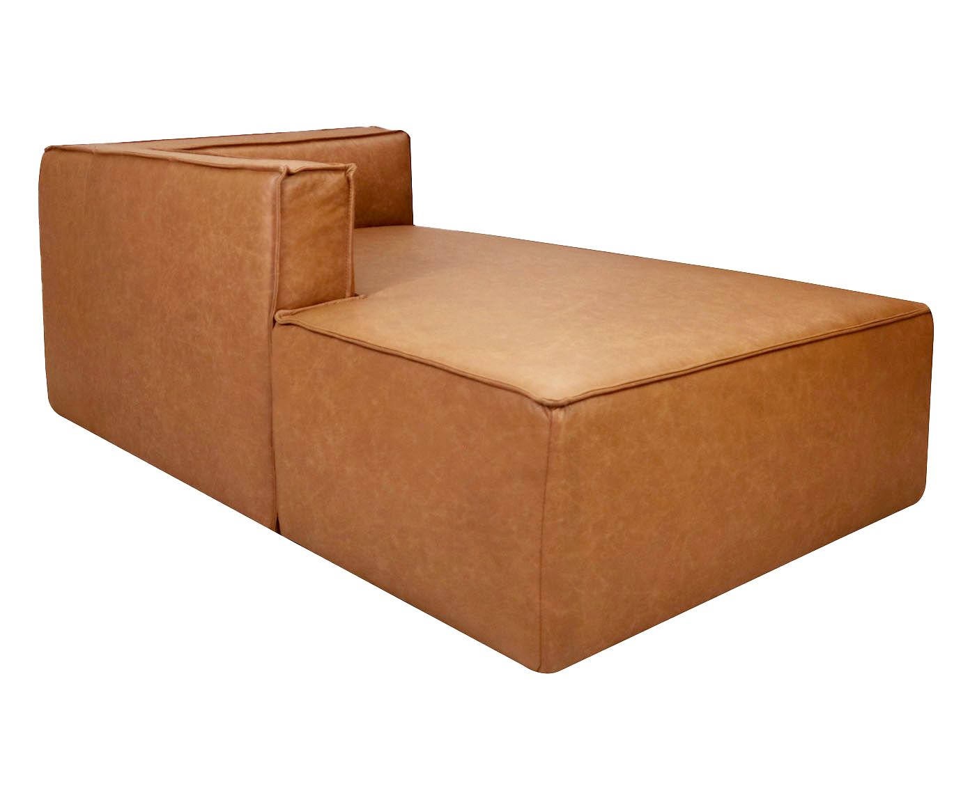Sof&aacute; M&oacute;dulo Chaise Esquerdo Mensa em Couro Caramelo image number 3