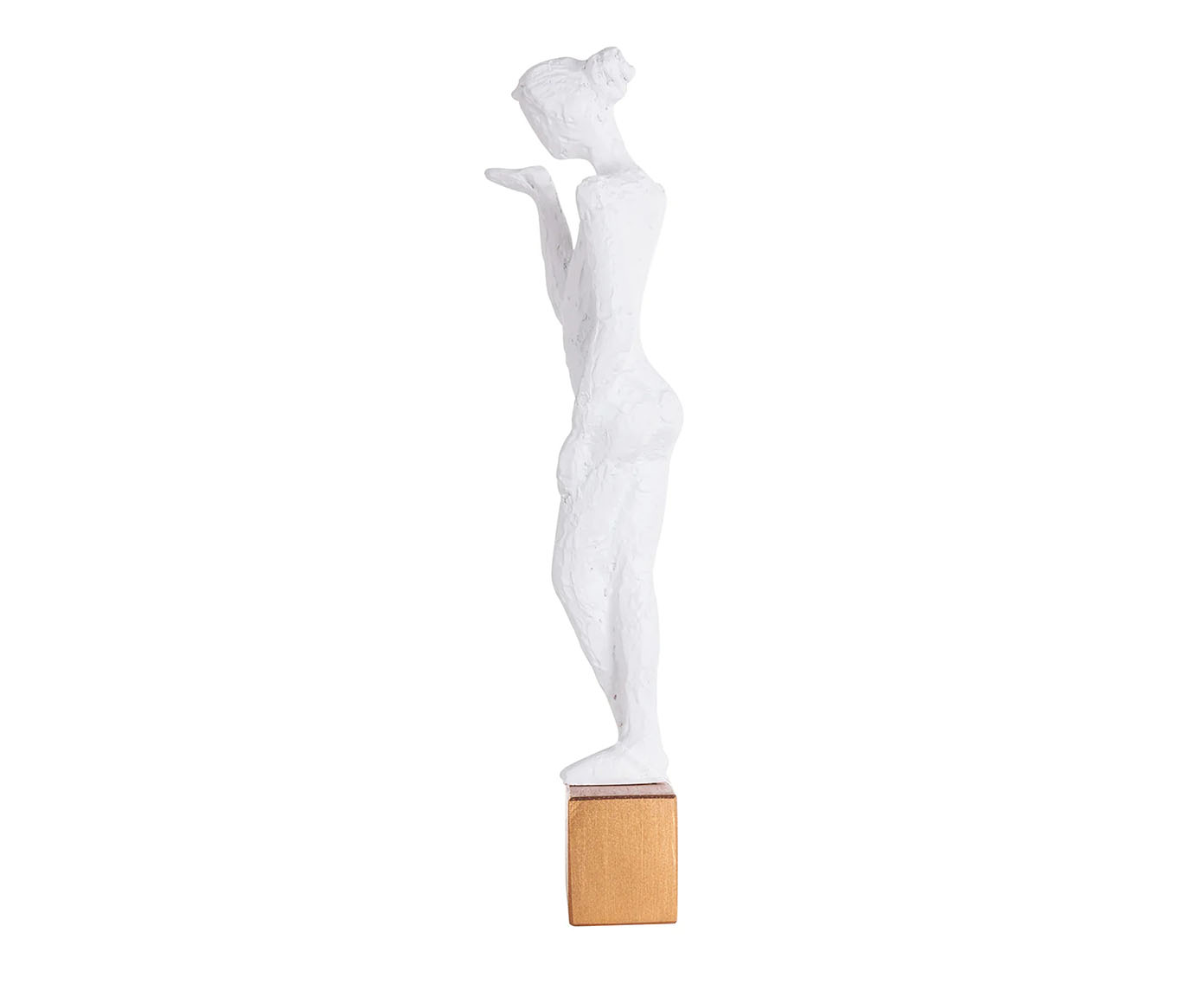 Adorno de Parede Mulher Beijando Lateral Branco e Dourado - image 0
