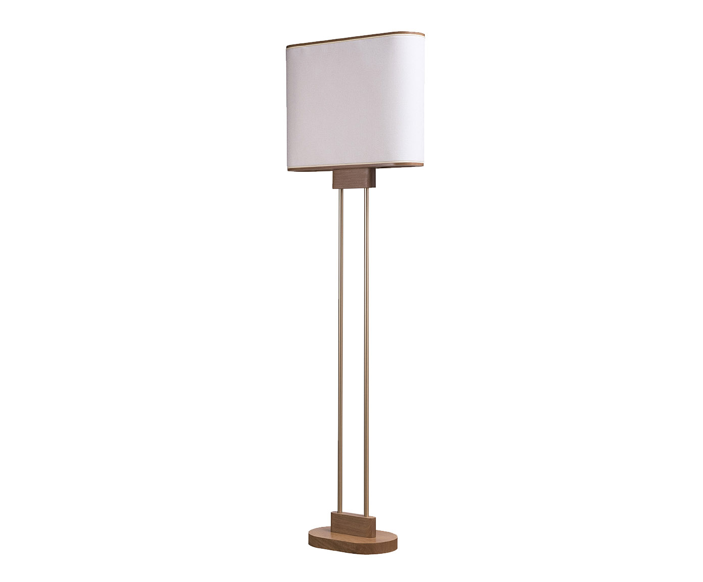 Lumin&aacute;ria De Piso Duo Dourado C&uacute;pula Linho Cru - image 0