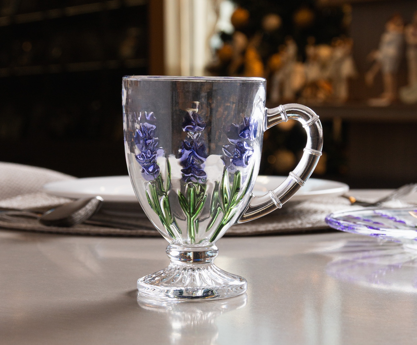 Ta&ccedil;a para Cappuccino Lavanda Hand Painting image number 3