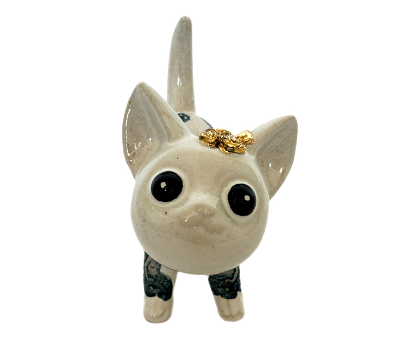 Adorno Gato Inked Miau Pois Pois Bege image number 2