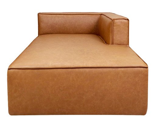 Sof&aacute; M&oacute;dulo Chaise Mensa em Couro Caramelo - image 0