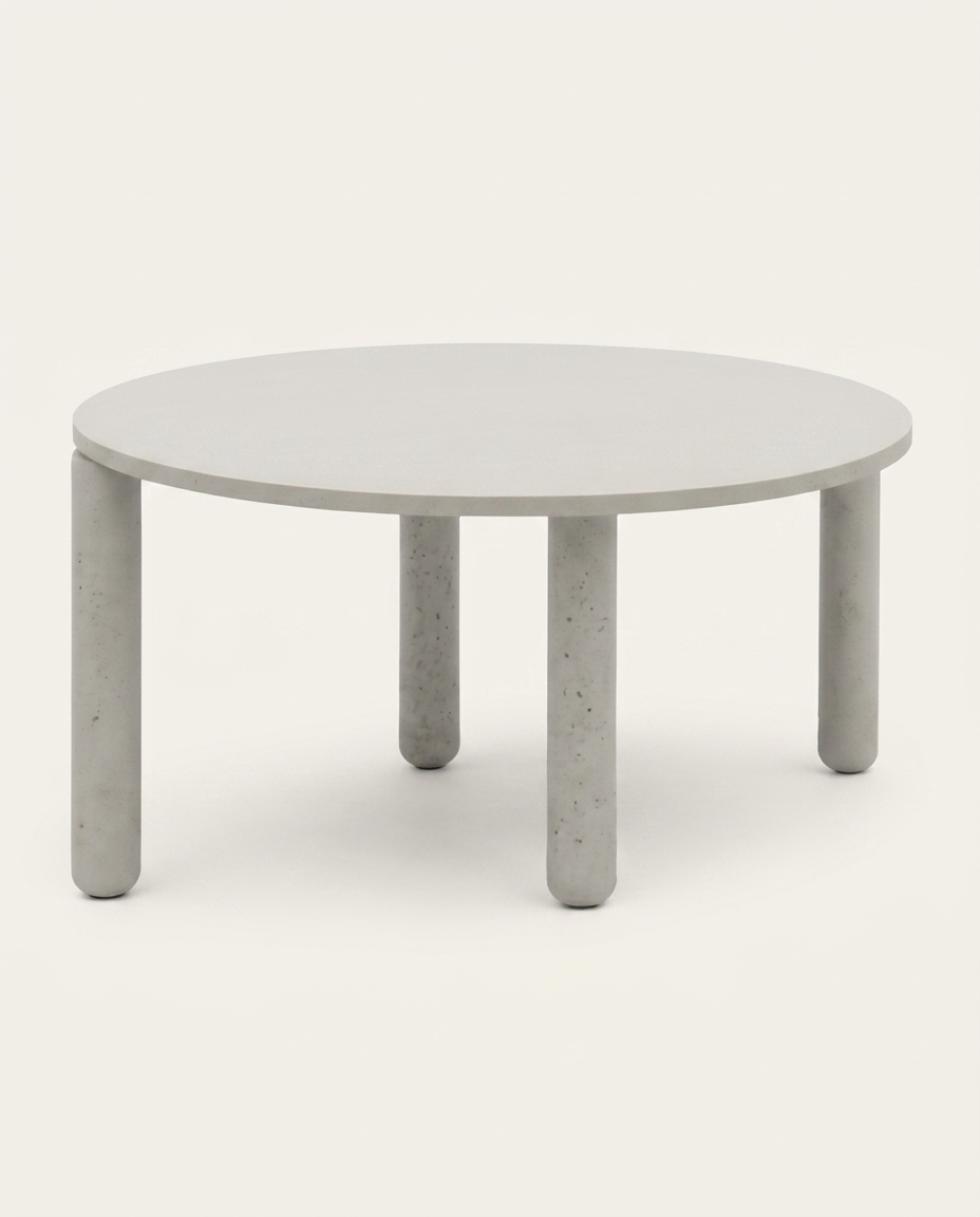 Mesa de Jantar Pilotis com Tampo C&iacute;rculo Branco - image 0