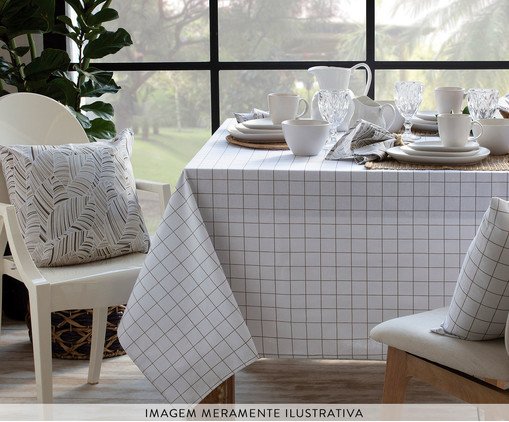 Toalha de Mesa Panam&aacute; Grid Bege - 160X250cm image number 1