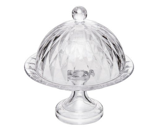 Prato em Cristal com Tampa Diamond Transparente image number 1