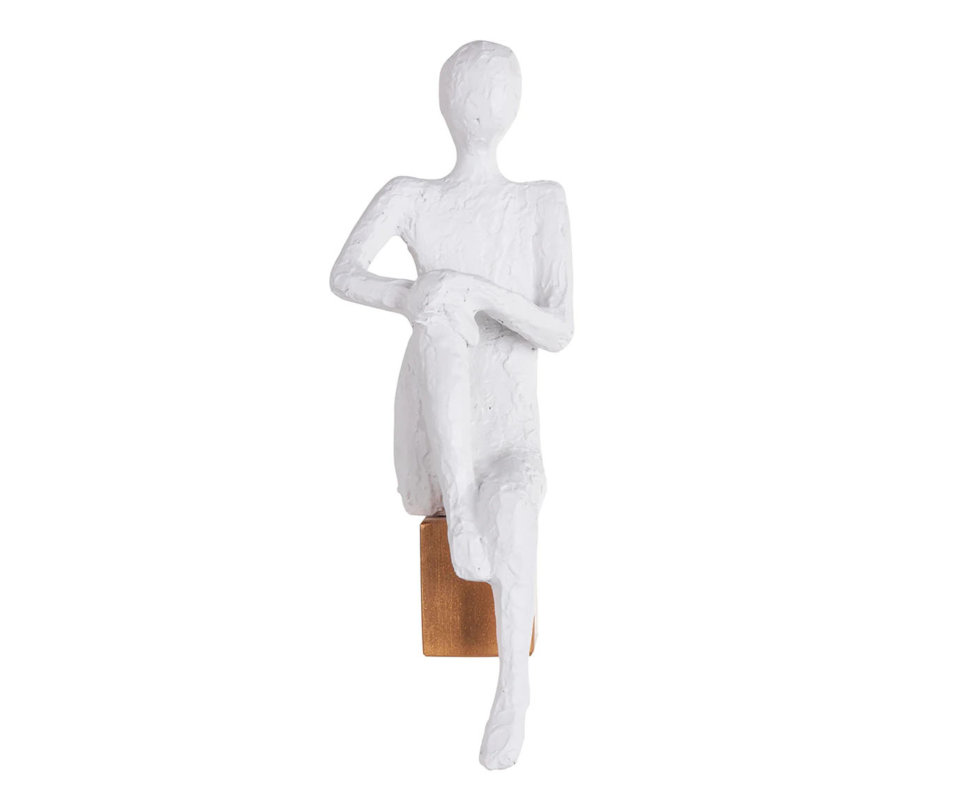 Adorno de Parede Homem Descansando Frontal Branco e Dourado - image 0