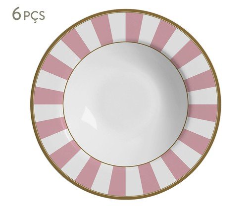 Jogo de Pratos Fundos Stripe Rosa - image 0