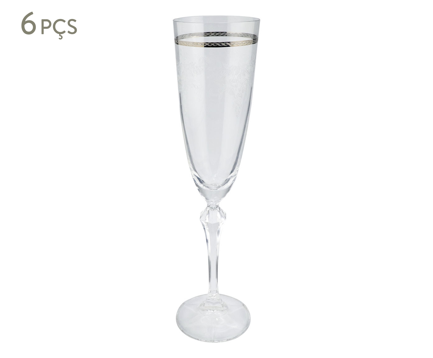 Jogo de Ta&ccedil;as para Champanhe em Cristal Elizabeth Platinum Rim image number 0