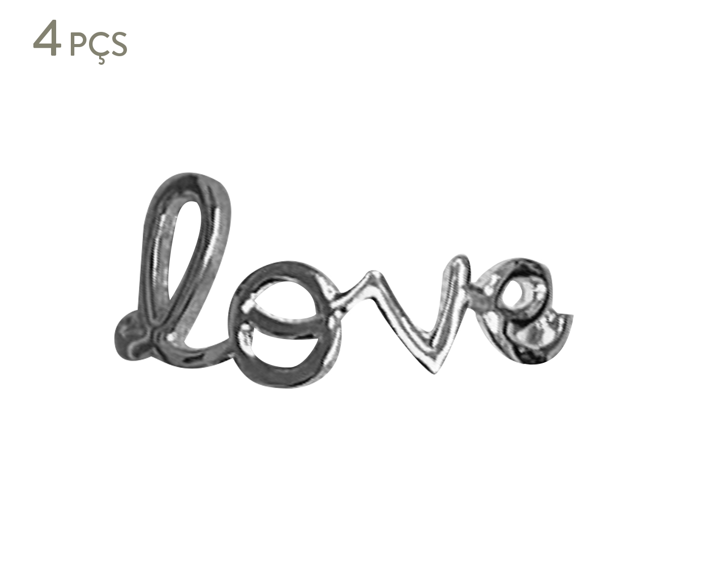 Jogo de An&eacute;is para Guardanapo Love - Prateado image number 0