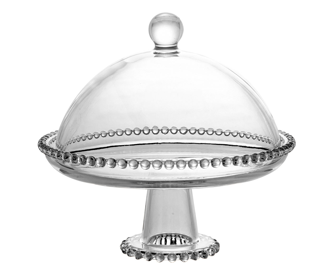 Prato para Bolo Pearl com P&eacute; e Tampa - Transparente - image 0