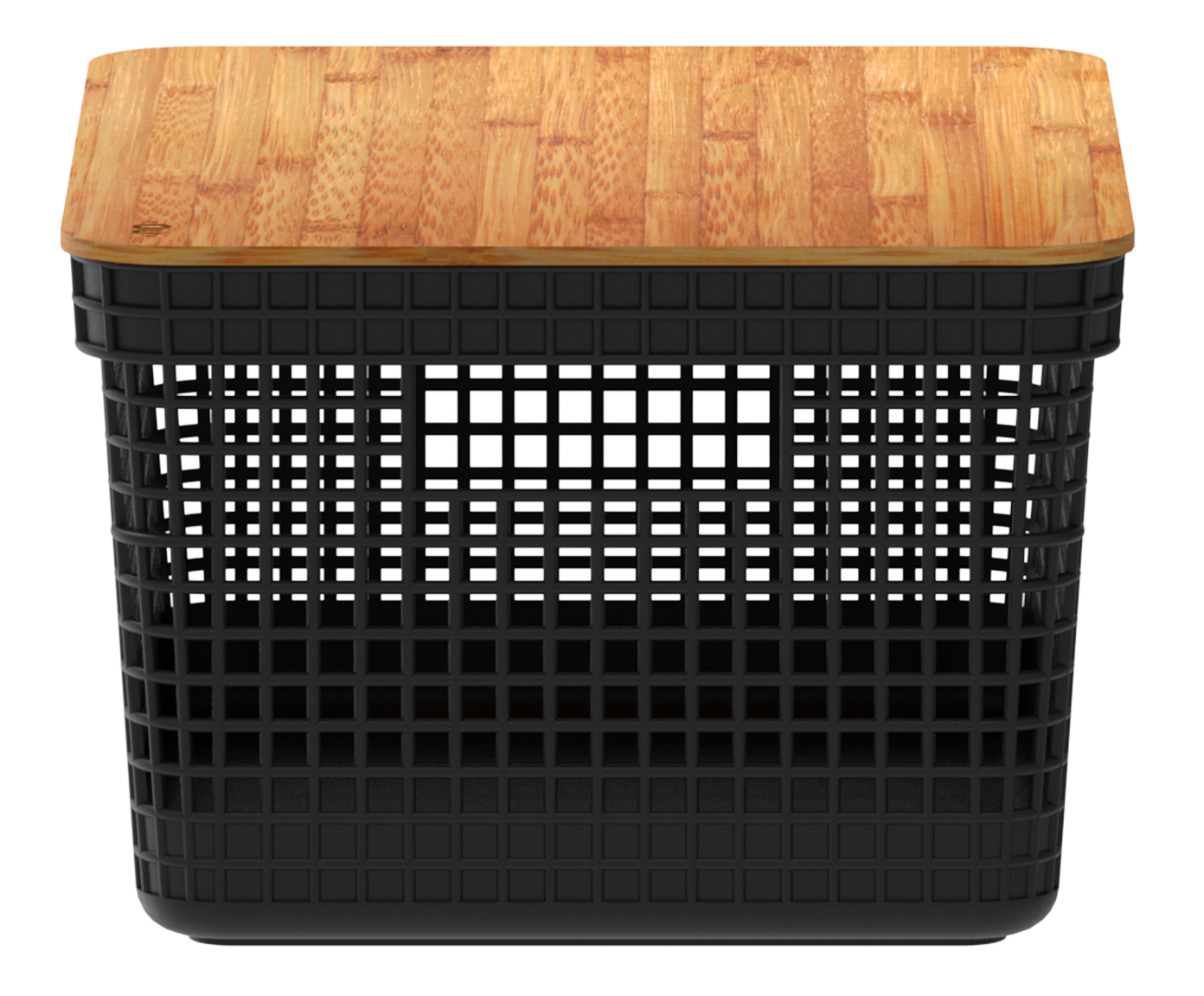 Cesto com Tampa em Bambu Grid Preto image number 2
