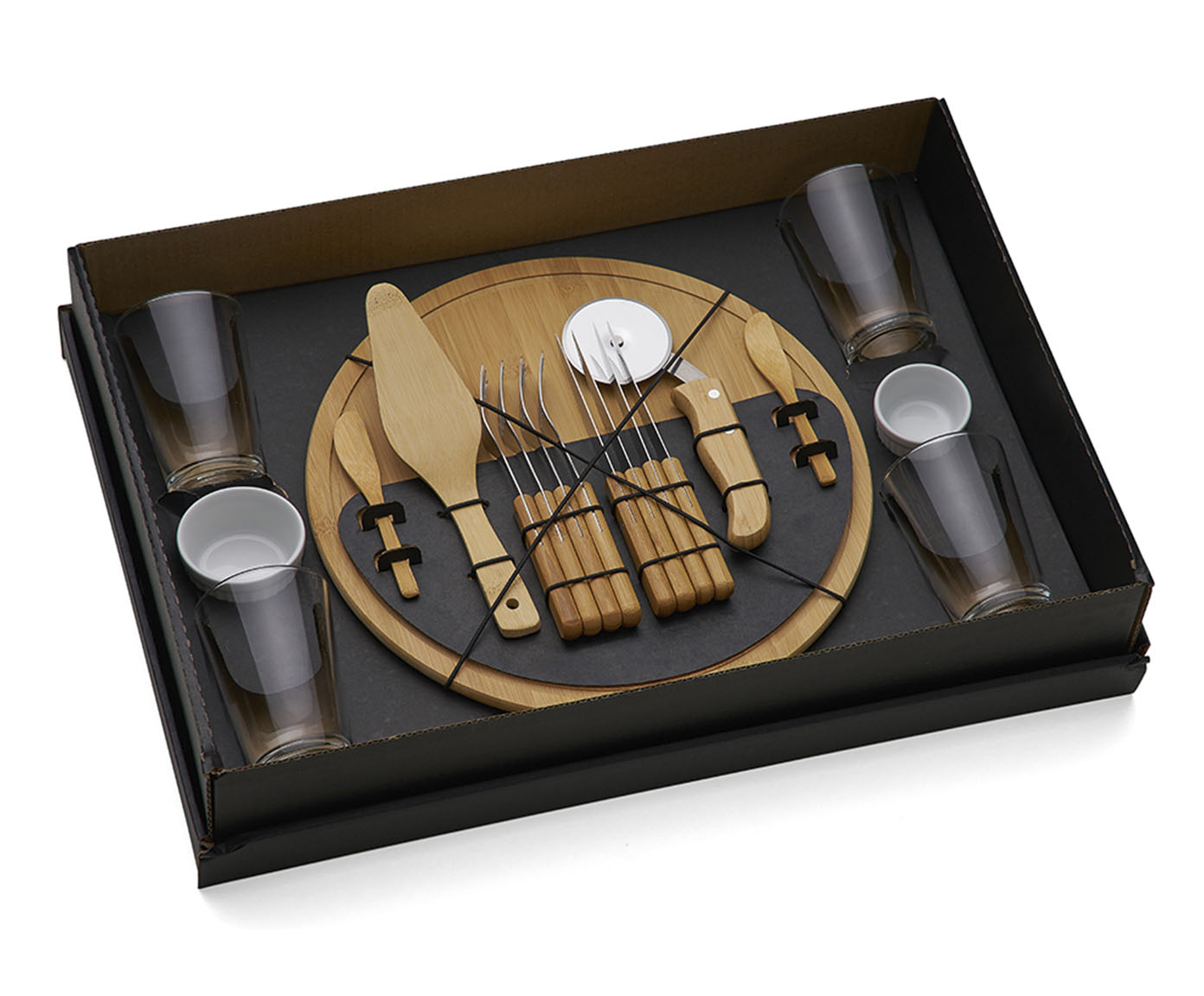 Jogo para Pizza em Bambu e Porcelana com Copos image number 2