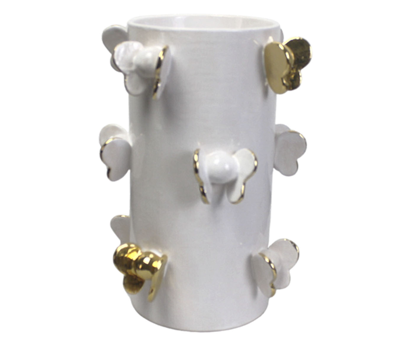 Vaso Butterfly Branco com Ouro image number 0