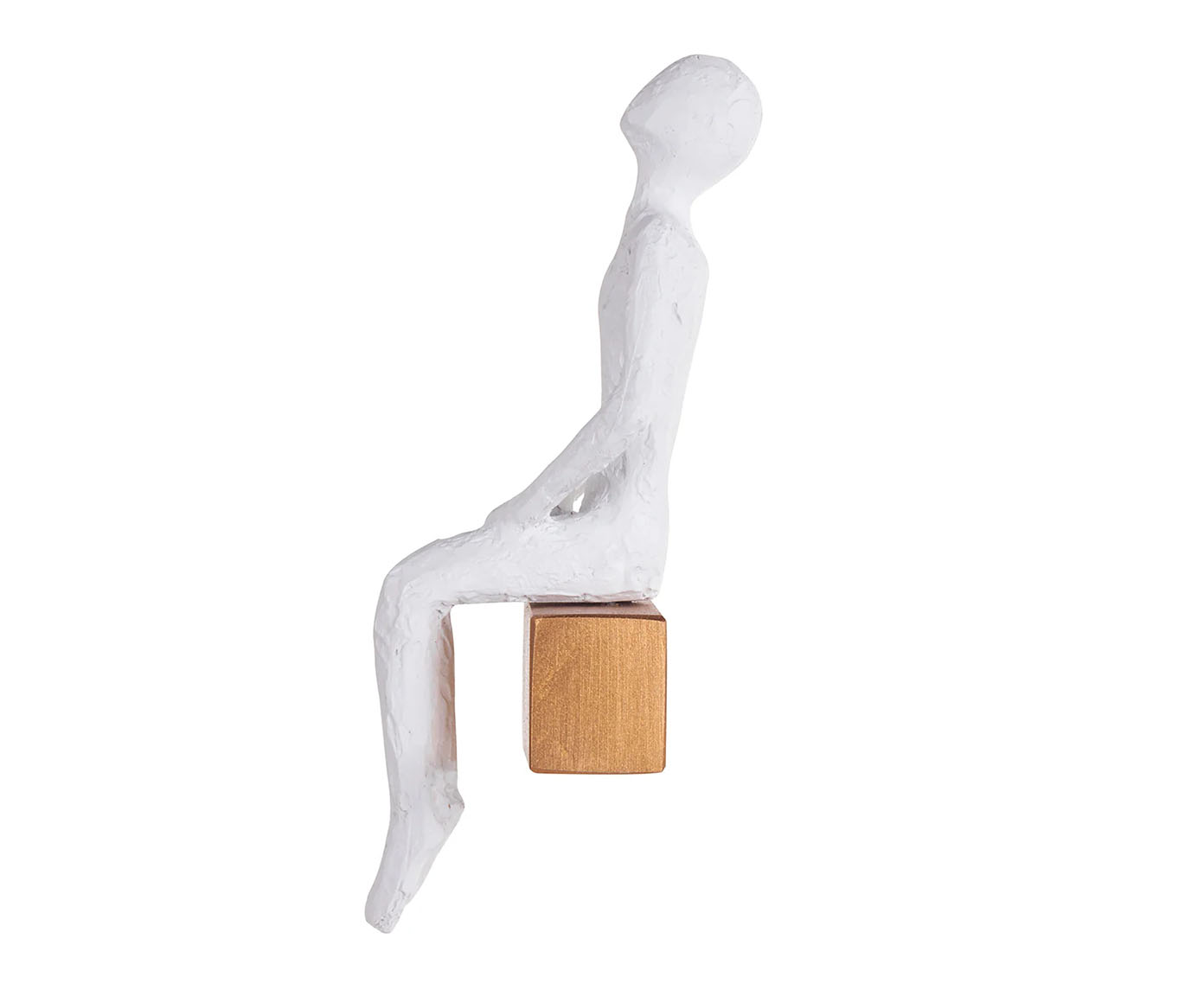 Adorno de Parede Homem Sentado Lateral Branco e Dourado - image 0