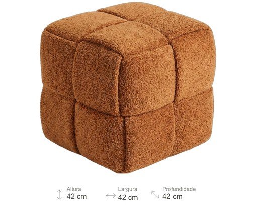 Pufe Cubo em Boucl&eacute; Terracota image number 2