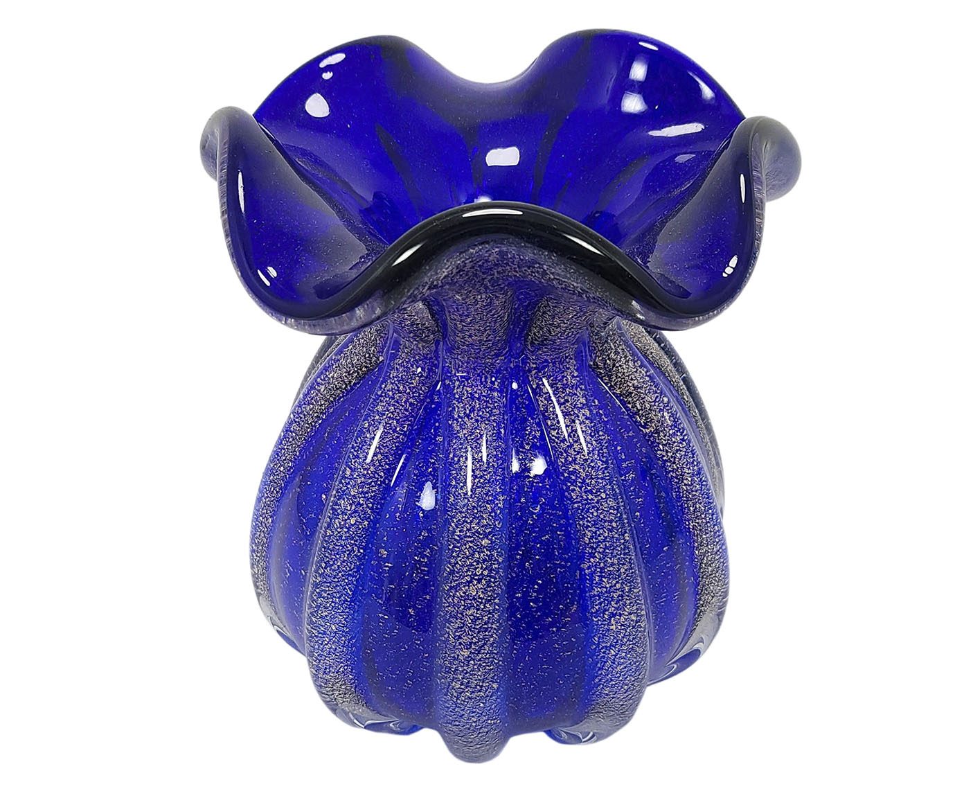 Vaso Decorativo Been Azul Escuro com Dourado image number 0