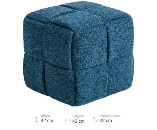 Pufe Cubo em Boucl&eacute; azul image number 3