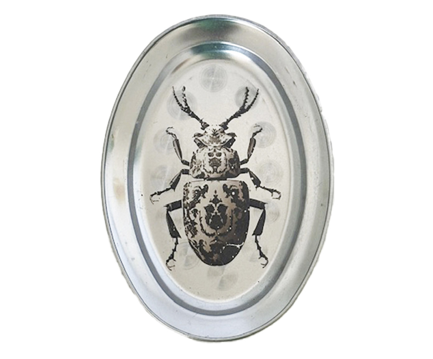 Adorno Prato Oval Besouro J&oacute;ia Prata image number 0