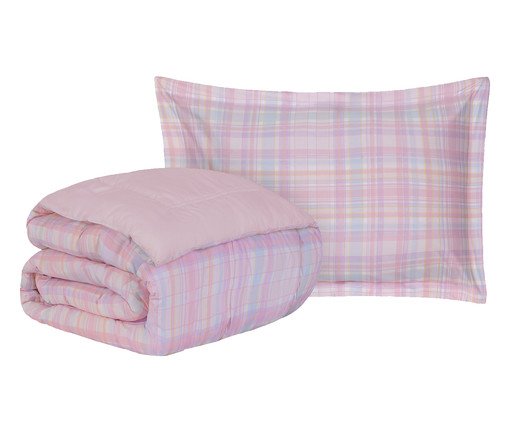 Jogo de Edredom Summer Comforter Xadrez London Rosa image number 0