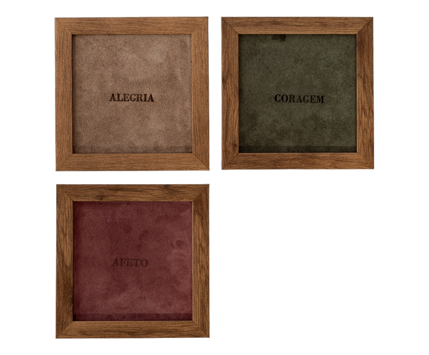 Jogo de Quadros Trio "Afeto, Alegria e Coragem" image number 1