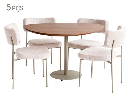 Jogo de Mesa de Jantar Org&acirc;nica Taupe Slim Boucle Off White image number 0