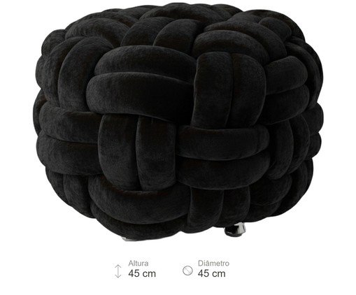 Pufe em veludo M&aacute;xi Tricot Preto image number 3
