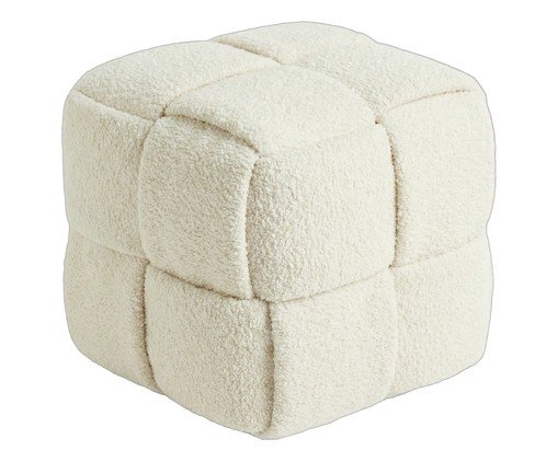 Pufe Cubo em Boucl&eacute; Off white - image 0