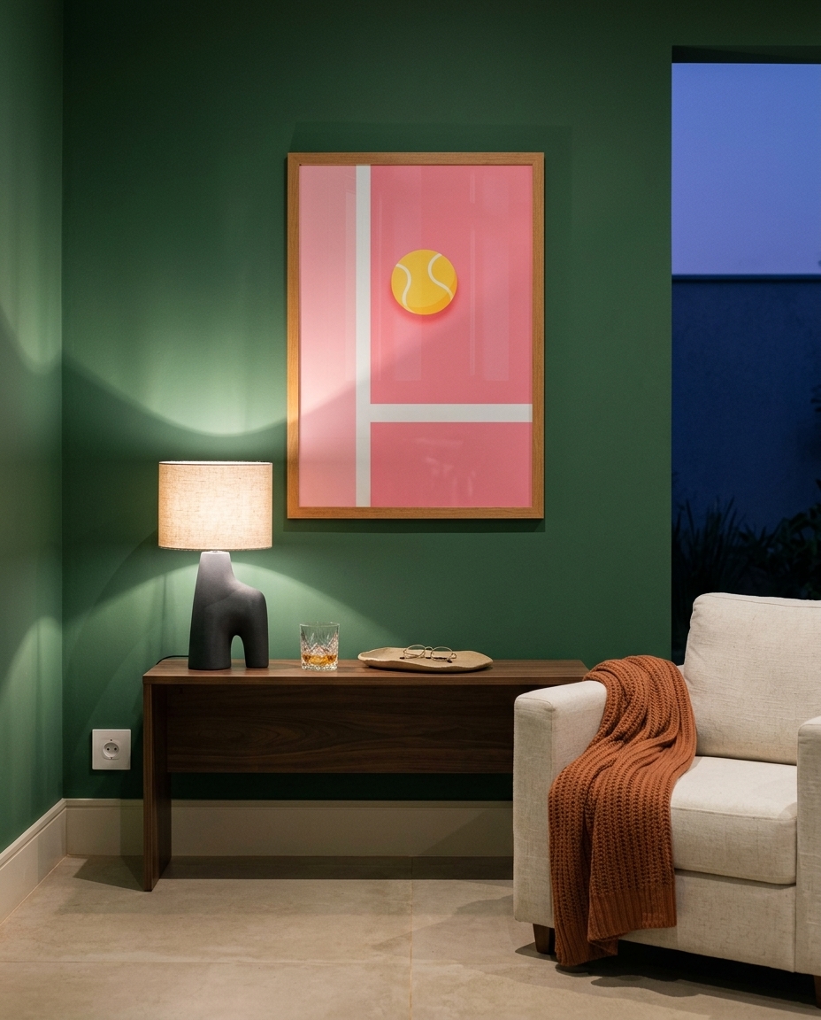 Quadro Pink Tennis com Moldura em Madeira - image 1