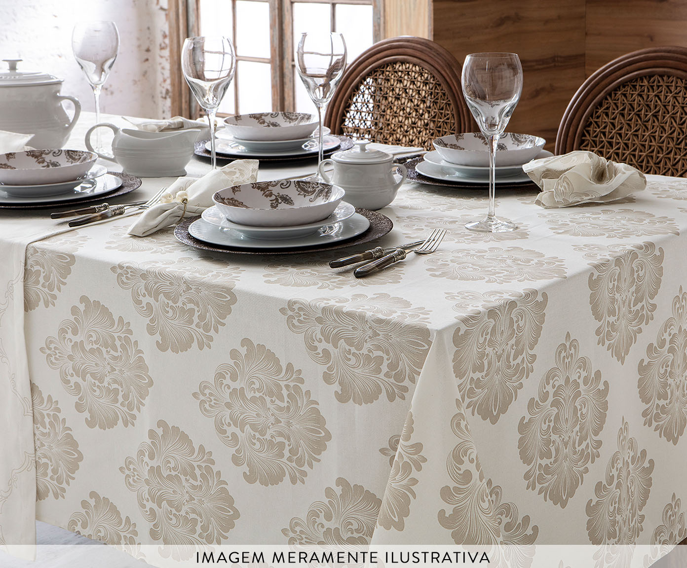Toalha de Mesa Panam&aacute; Damask Medalh&atilde;o image number 1