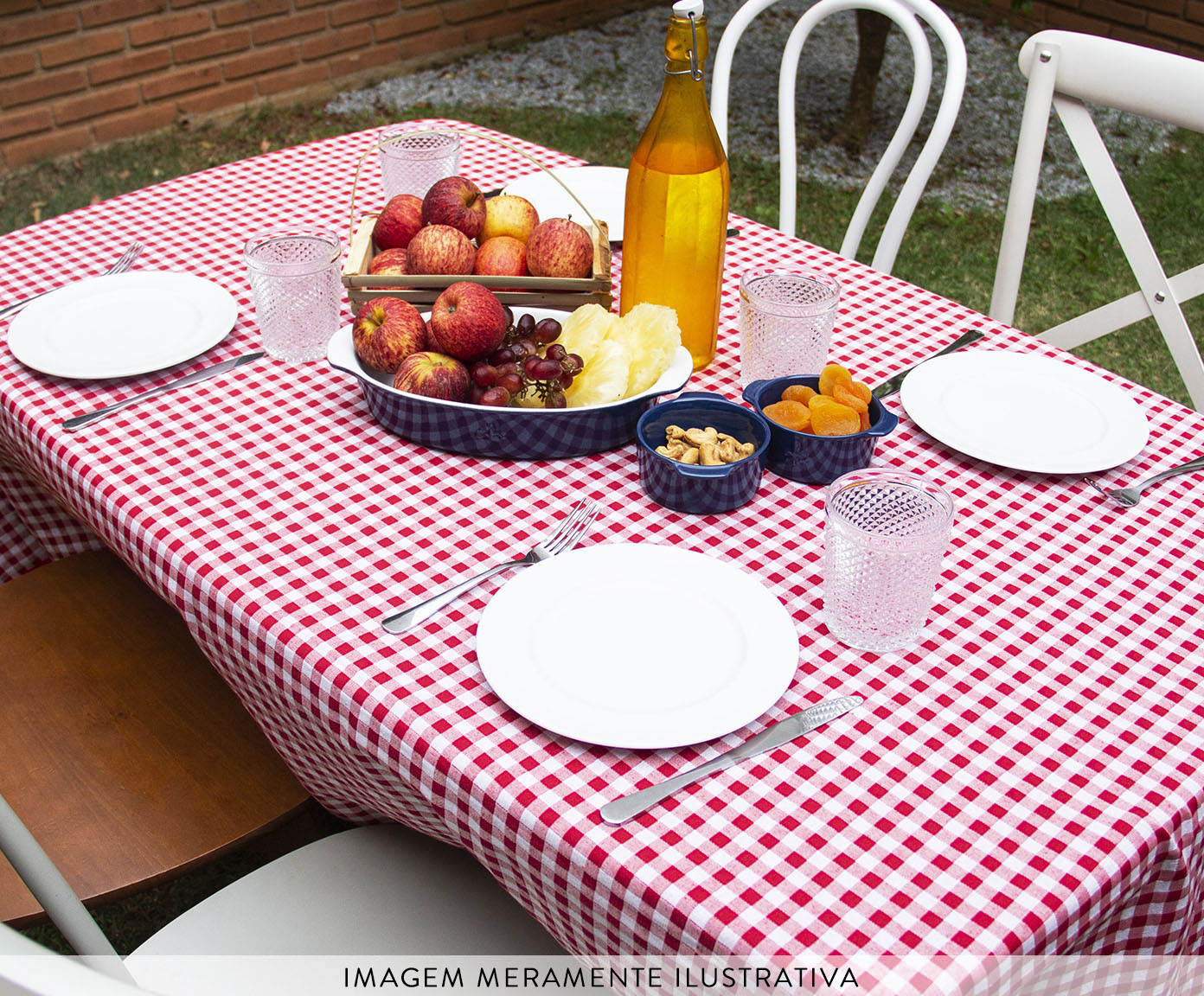 Toalha de Mesa Xadrez Vermelho e Branco image number 2