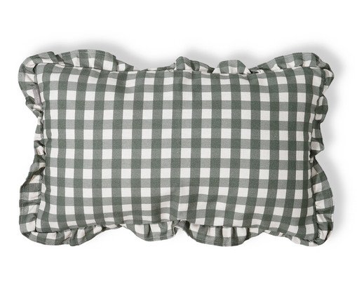 Capa de Almofada Retangular Estampada com Babados Vichy Elena Verde image number 0