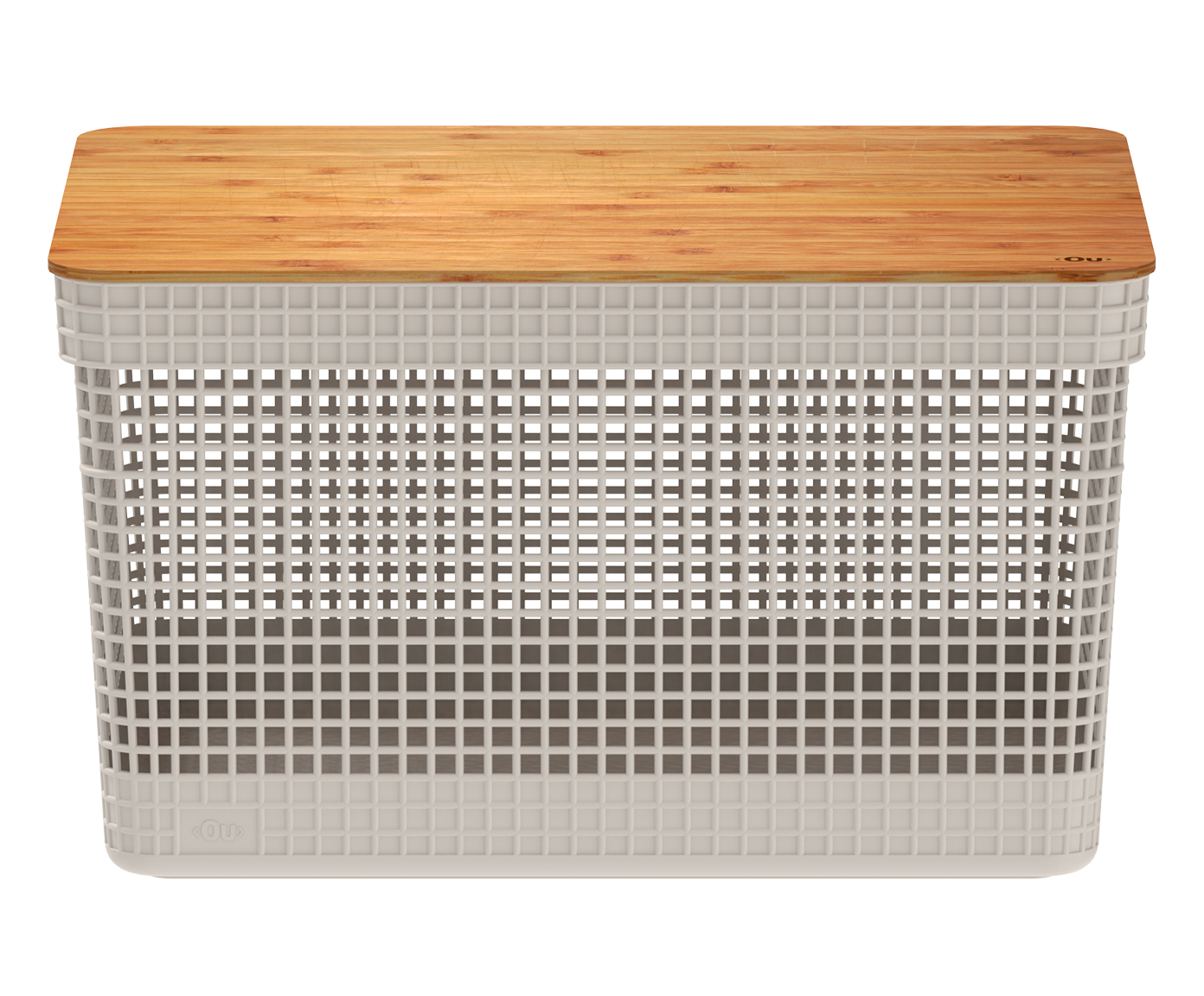 Cesto com Tampa em Bambu Grid Creme - image 0