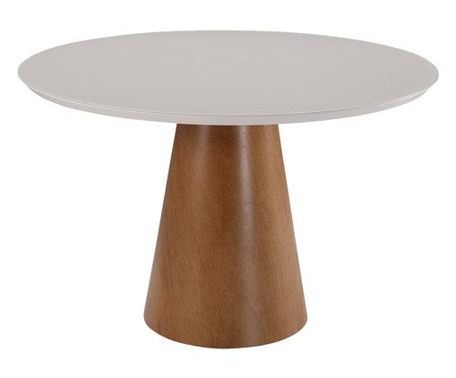 Mesa de Jantar Redonda Cannes - Off White e Imbuia - image 0
