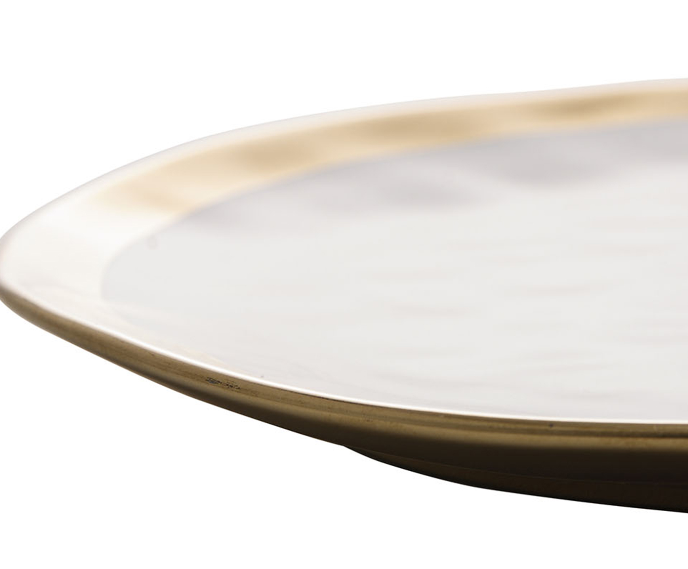 Prato Raso de Porcelana Branco e Dourado Wolff Dubai 27cm image number 3