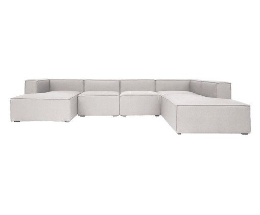 Sof&aacute; 5 M&oacute;dulos Chaise e Encosto Mensa Cinza Claro image number 2