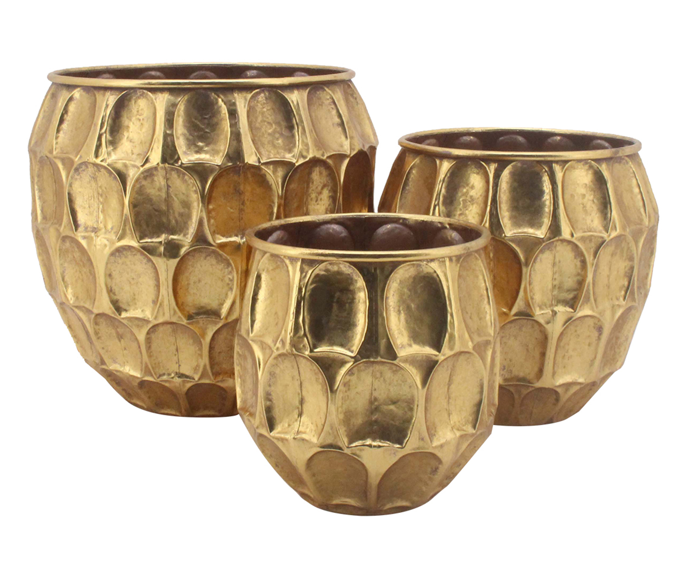 Jogo de Vasos de Piso Maike - Dourado - image 0