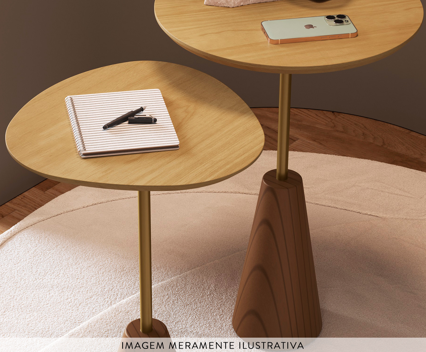 Conjunto Mesa de Canto Napoli Lamina Natural de Tawari image number 2