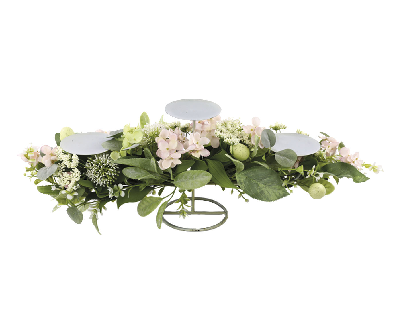 Porta-Vela com Flores e Ovos Fondant Verde e Rosa image number 0