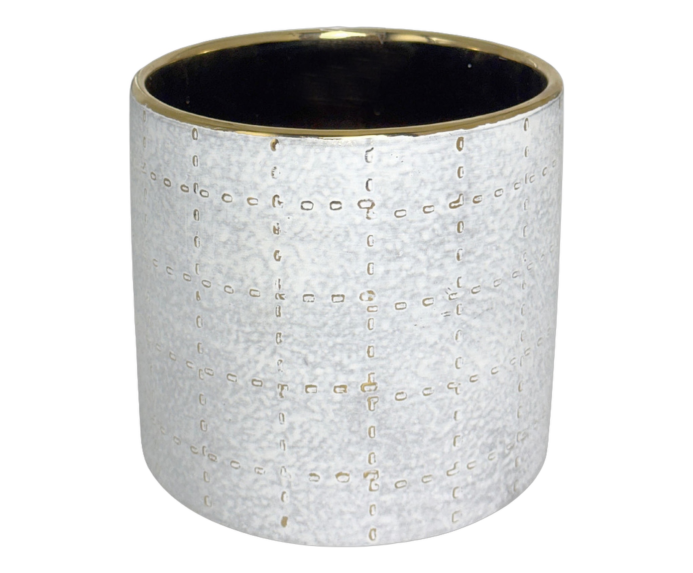 Cachepot Decorativo Jardin Branco e Dourado image number 0