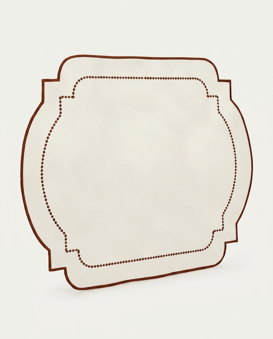 Lugar Americano com Bordado Chilly - Off-White e Ocre image number 0