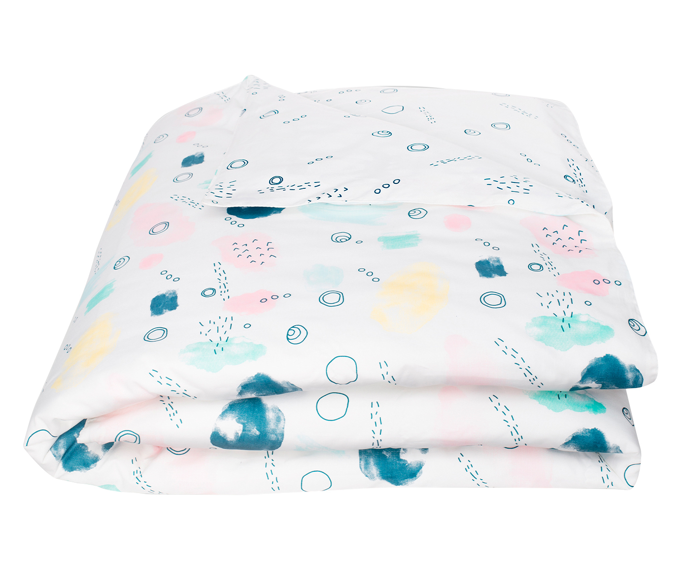 Capa de Edredom Infantil Aquarela Branco E Azul - 200 fios - image 0