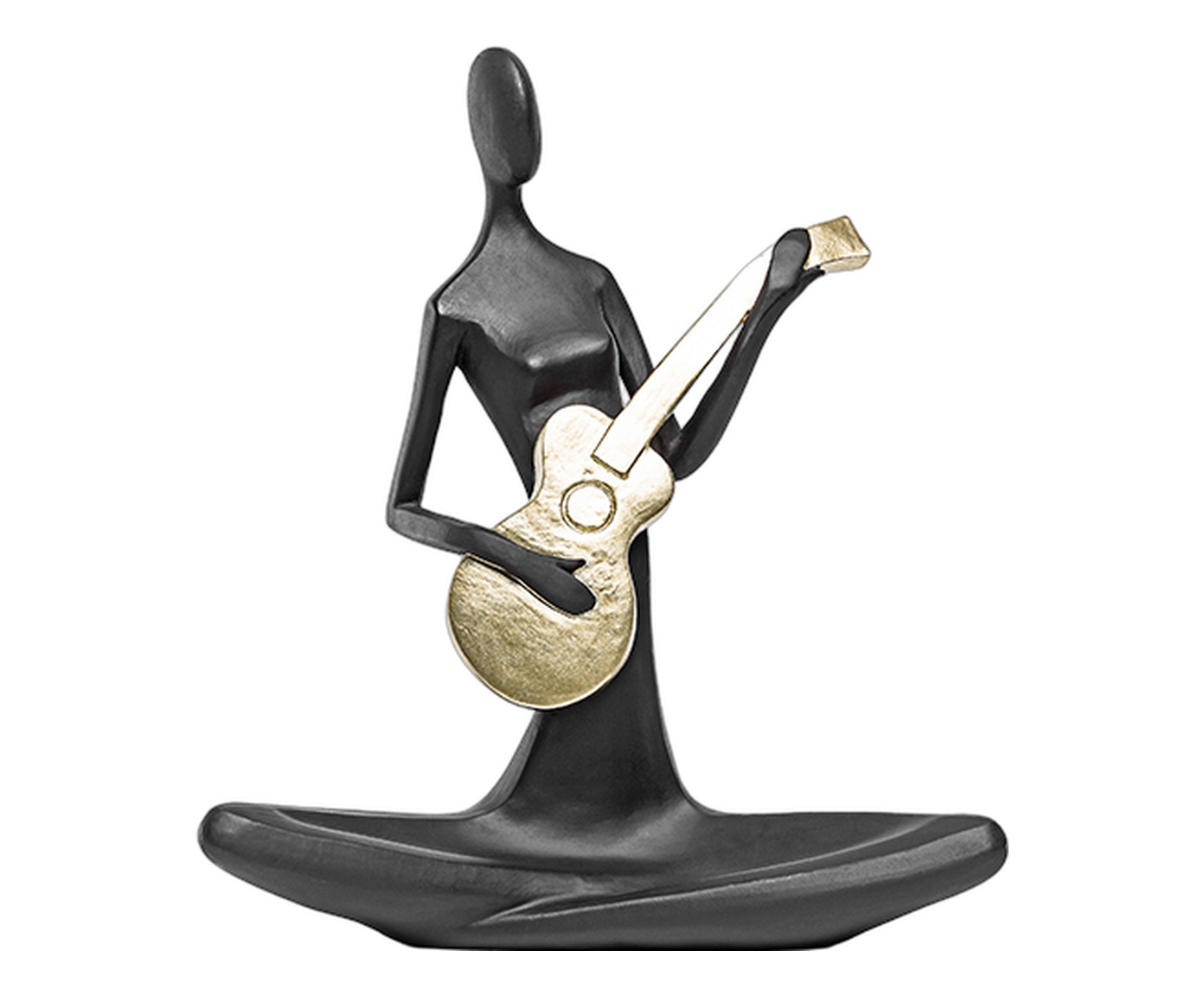 Escultura Figura com Viol&atilde;o Preto e Dourado image number 0