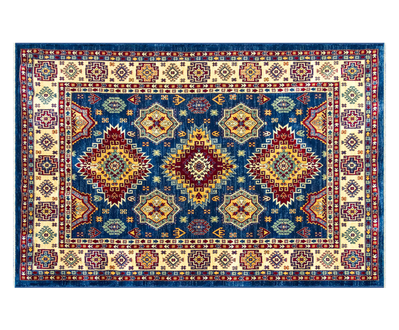 Tapete Cl&aacute;ssico Turco Kasakh Naava - Azul image number 0