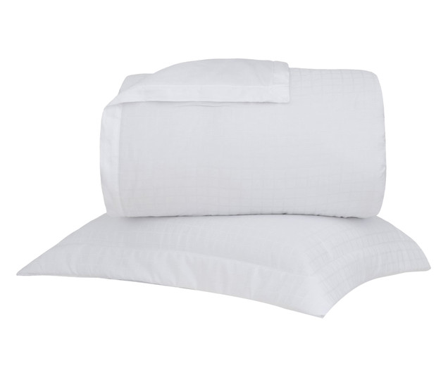 Jogo de Cobre-Leito Acetinado Damask Square Branco 300 Fios - image 1
