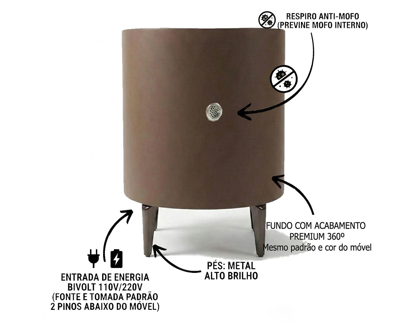 Mesa de Cabeceira Inteligente Smart Illusion Capuccino image number 3