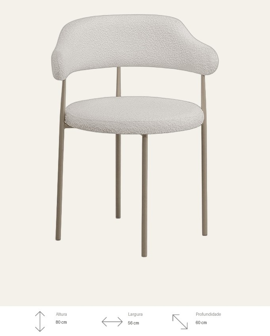 Cadeira Athenas Champagne Boucle Bege image number 6