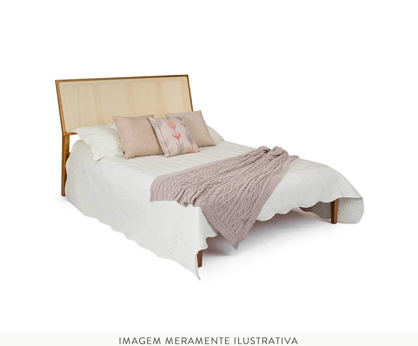 Cama de Madeira Viena com Cabeceira de Palha Natural Mel image number 3
