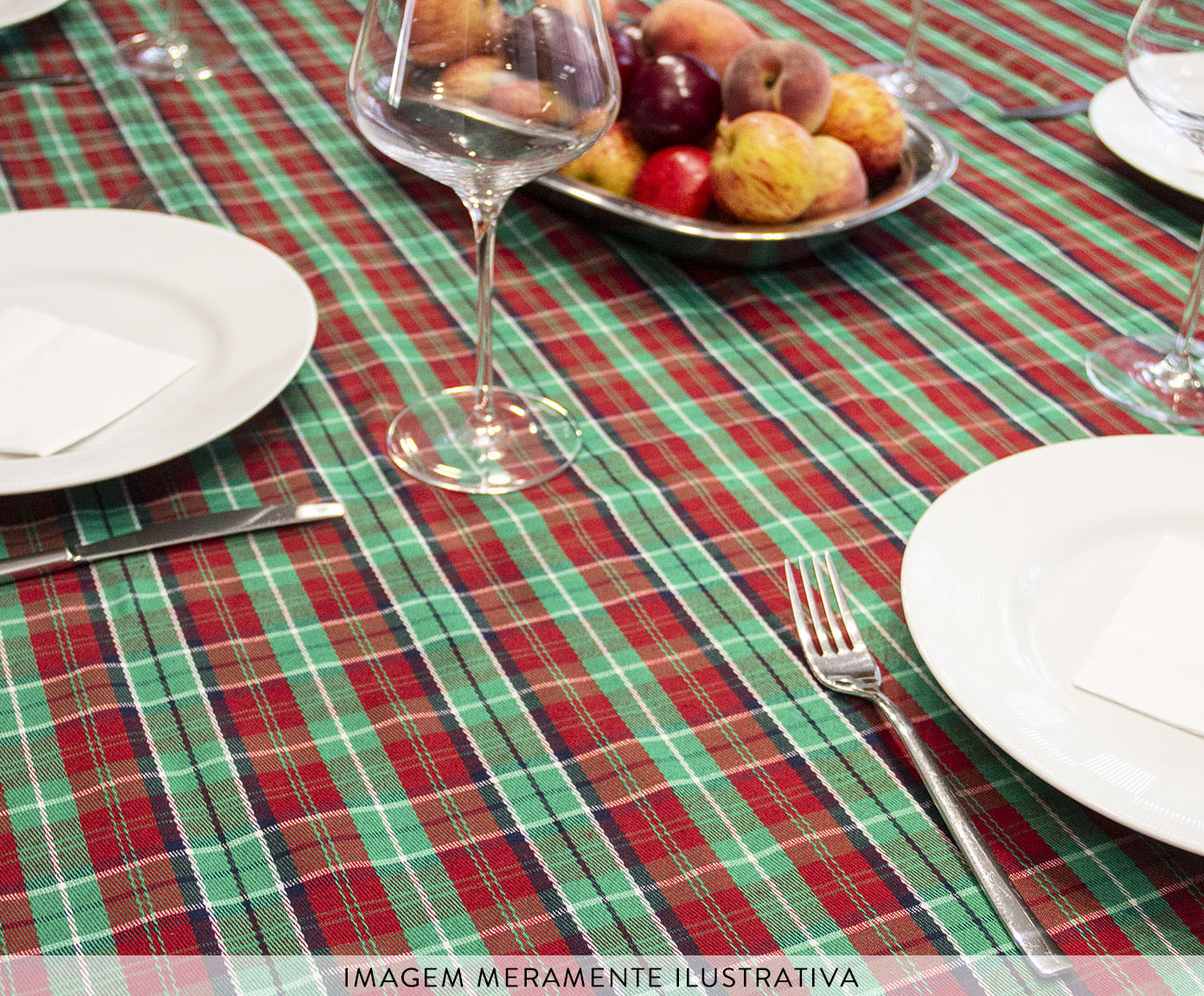Toalha de Mesa Xadrez Verde e Vermelho image number 3