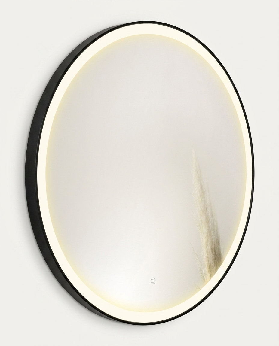 Espelho Redondo Conrado Preto com Led Frontal Branco Quente image number 2