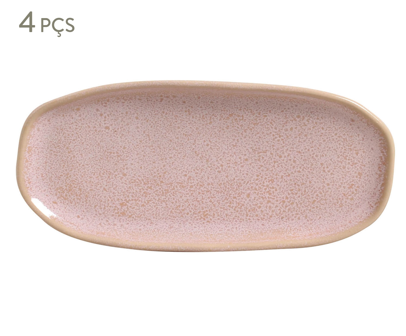 Jogo de Travessas Oval Rasa Pequena Org&acirc;nico Litchi Rosa - image 0